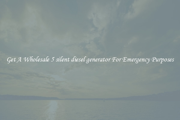 Get A Wholesale 5 silent diesel generator For Emergency Purposes
